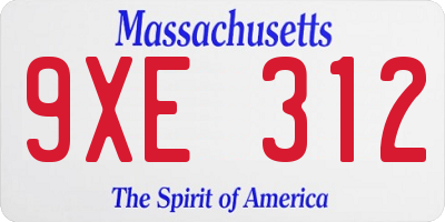 MA license plate 9XE312