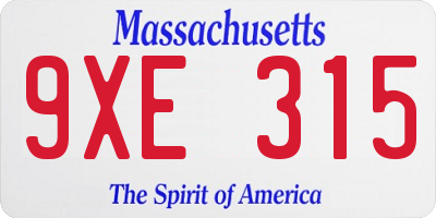 MA license plate 9XE315