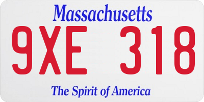 MA license plate 9XE318
