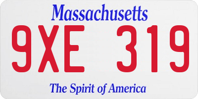 MA license plate 9XE319