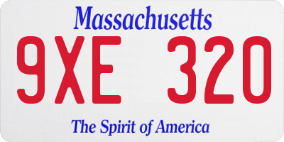 MA license plate 9XE320
