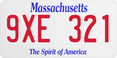MA license plate 9XE321