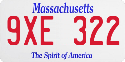 MA license plate 9XE322