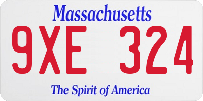 MA license plate 9XE324
