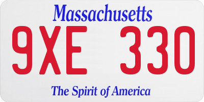 MA license plate 9XE330