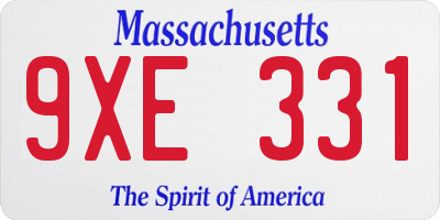 MA license plate 9XE331