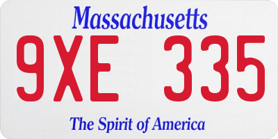 MA license plate 9XE335