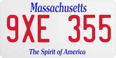 MA license plate 9XE355