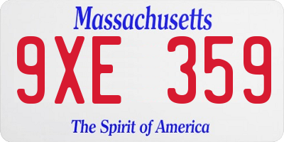MA license plate 9XE359