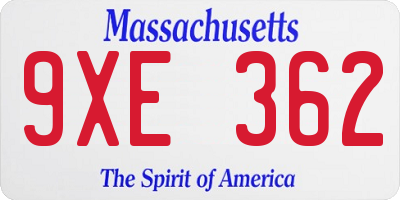 MA license plate 9XE362