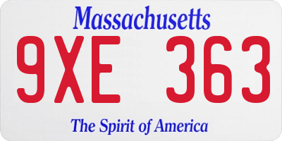 MA license plate 9XE363