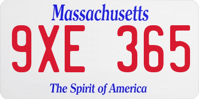 MA license plate 9XE365