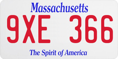 MA license plate 9XE366