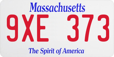 MA license plate 9XE373
