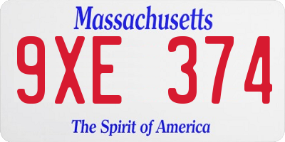 MA license plate 9XE374