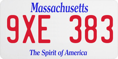 MA license plate 9XE383