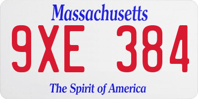 MA license plate 9XE384