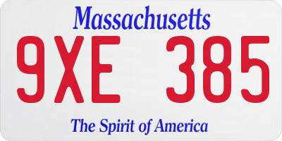 MA license plate 9XE385