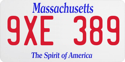 MA license plate 9XE389