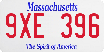 MA license plate 9XE396