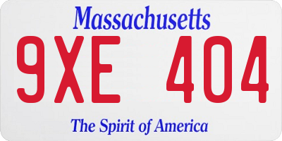 MA license plate 9XE404