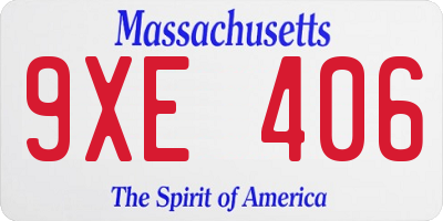 MA license plate 9XE406