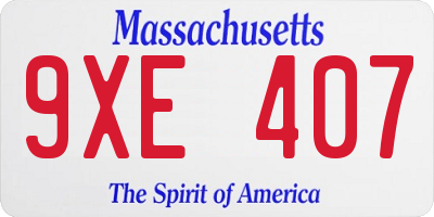 MA license plate 9XE407