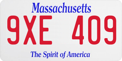 MA license plate 9XE409