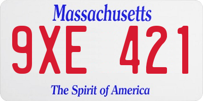 MA license plate 9XE421