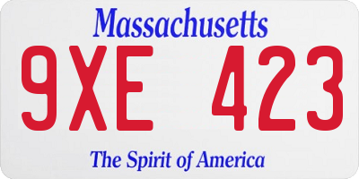 MA license plate 9XE423