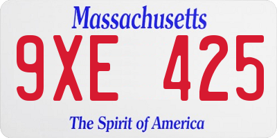 MA license plate 9XE425