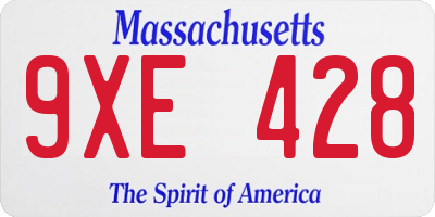 MA license plate 9XE428