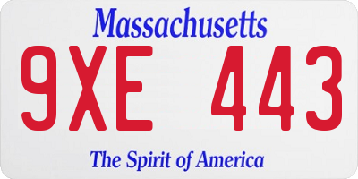 MA license plate 9XE443