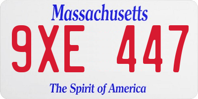 MA license plate 9XE447