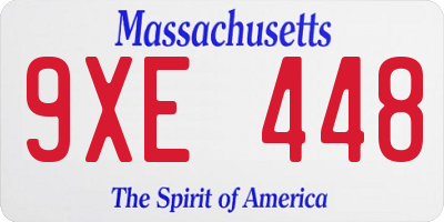 MA license plate 9XE448