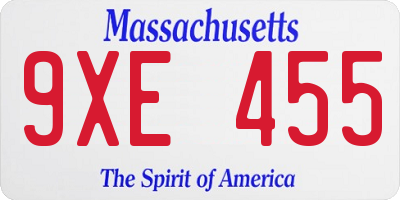 MA license plate 9XE455