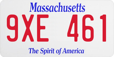 MA license plate 9XE461