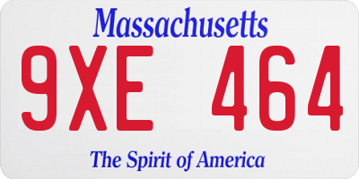 MA license plate 9XE464