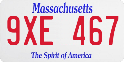 MA license plate 9XE467