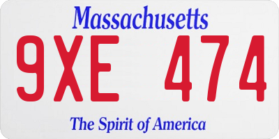 MA license plate 9XE474