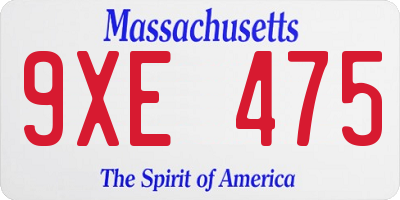 MA license plate 9XE475