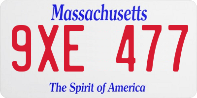 MA license plate 9XE477