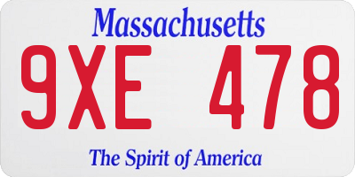 MA license plate 9XE478