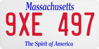 MA license plate 9XE497