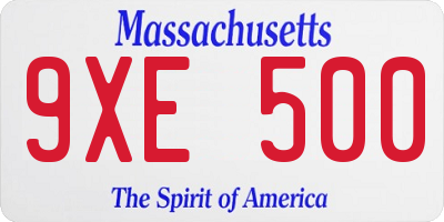 MA license plate 9XE500