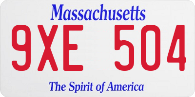 MA license plate 9XE504