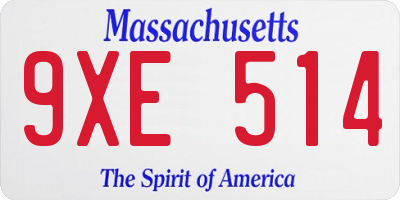 MA license plate 9XE514