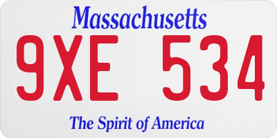 MA license plate 9XE534