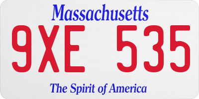MA license plate 9XE535