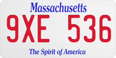 MA license plate 9XE536